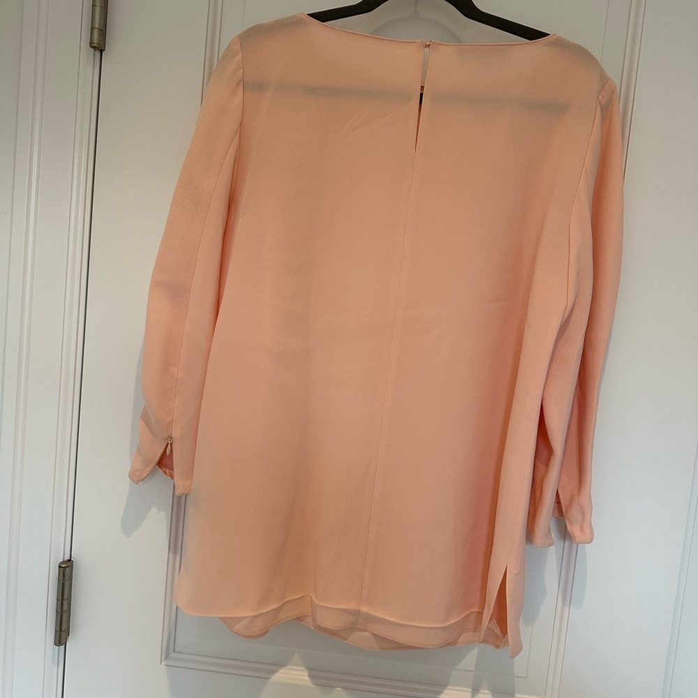 Elegant Peach Long Sleeve Blouse - Picture 5 of 6